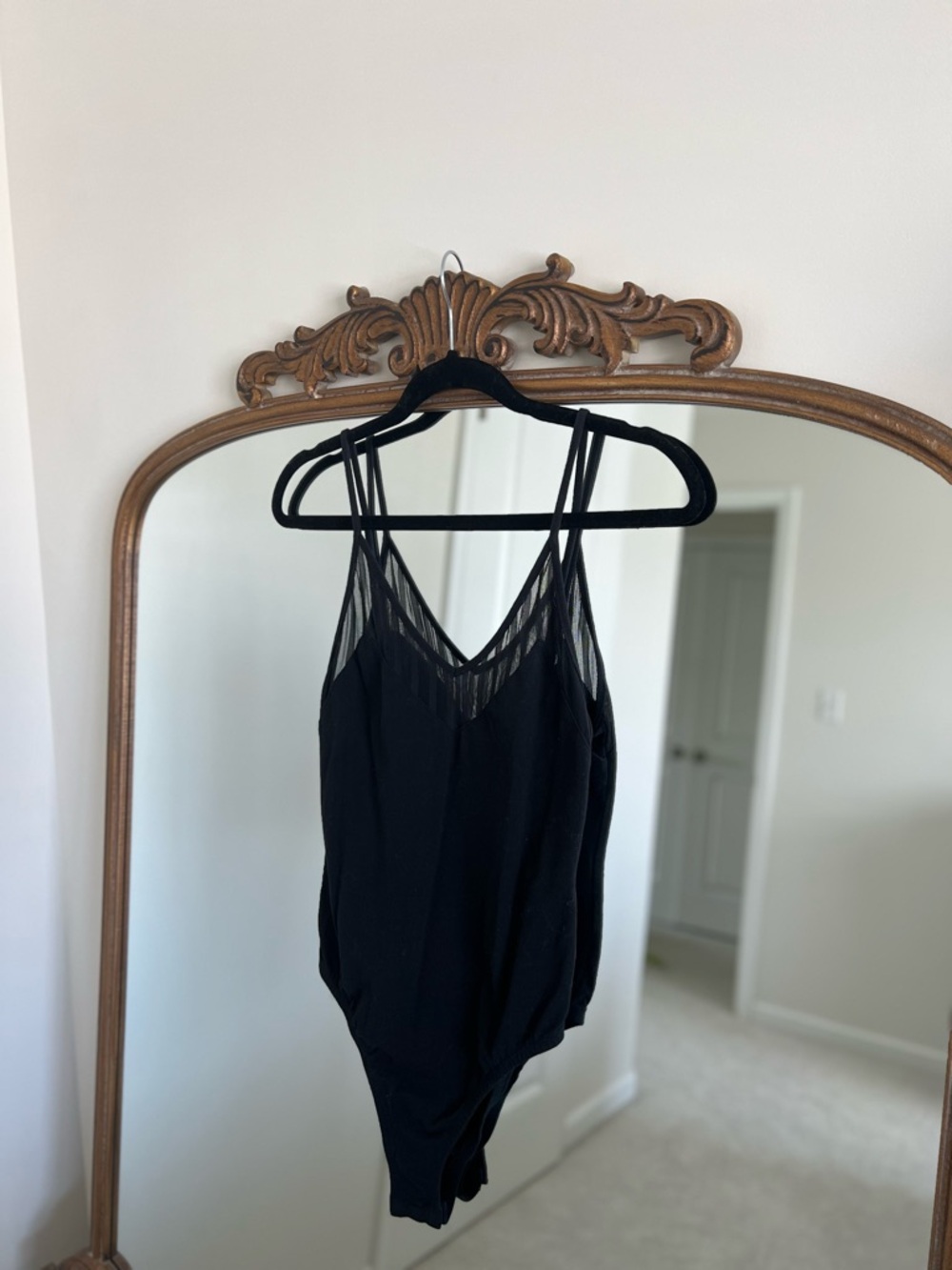 Forever 21 Black Sheer Trim V-Neck Bodysuit